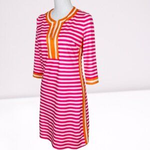 GRETCHEN SCOTT Split Neck Dress The Hinckley Pink Size S